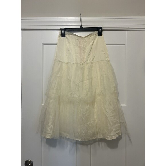 Vintage Ivory Net Petticoat Tulle Slip Full Tiered Crinoline Size Small Midi - Picture 1 of 6